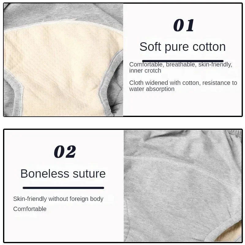 Adult Diaper Underwear Breathable Cotton Elderly Incontinence Leak-Proof Briefs Men Women Reusable Disability Care Triangle Pant 4