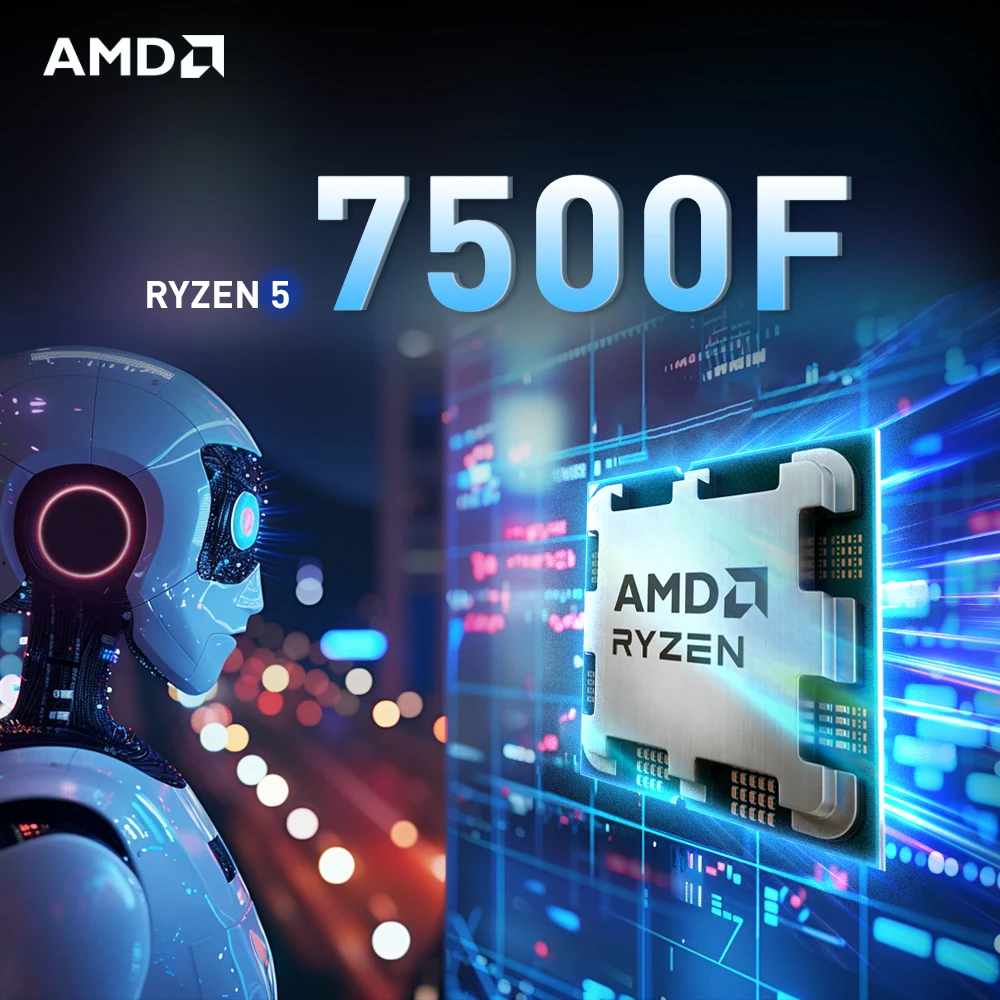 AMD Ryzen 5 7500F חדש 6 ליבות 12 תהליכים L3=32M DDR5 מעבד 3.7GHz R5 7500F 5NM סוקט AM5 65W אך ללא מקרר