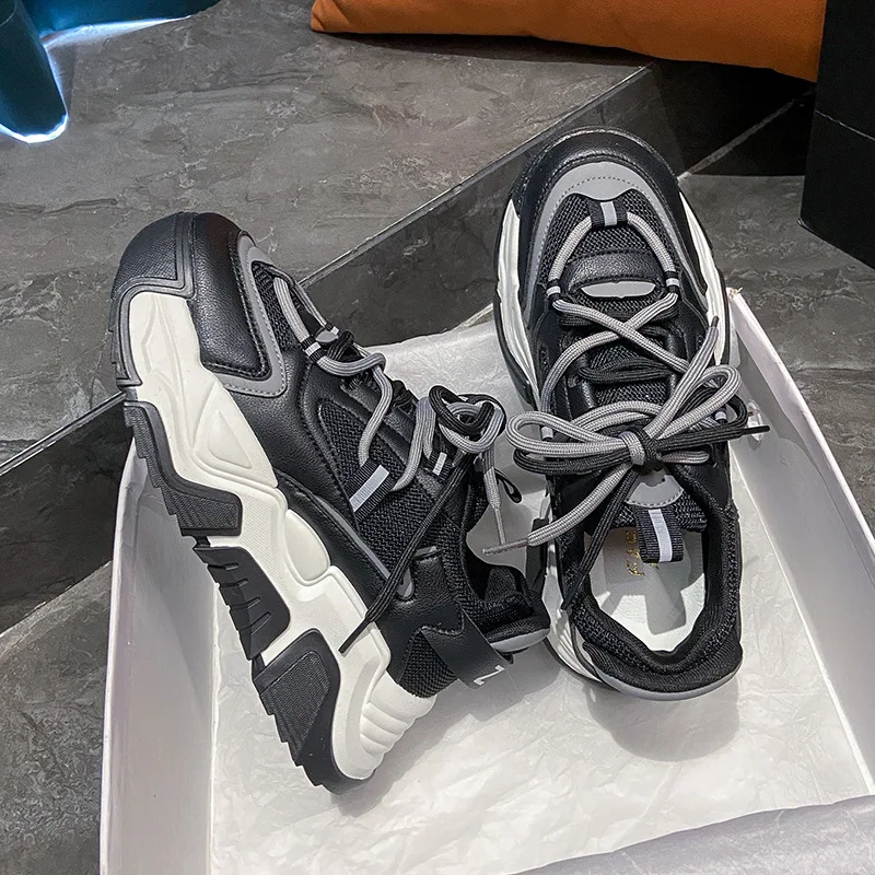Lace up Wedge Platform Shoes For Women Casual Chunky Sneakers Female Fashion Warm Walking Shoes Trainers Dad Shoes Woman 2023