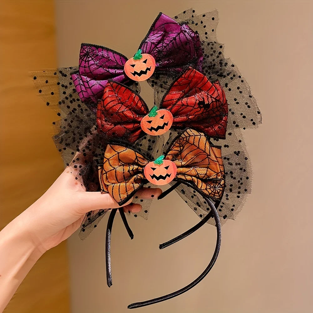 3 Pieces of Halloween Girls' Headbands Funny Pumpkin Little Girl Headbands Party Holiday Dress up
