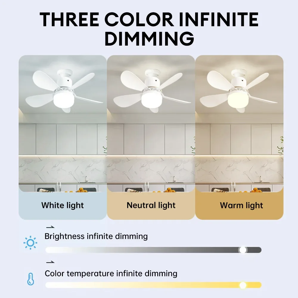 E27 LED Ceiling Fan Light 40W Dimmable Ceiling Lamp Remote Control Timing 3 Speed Fan for Kitchen Living Room 85-265V