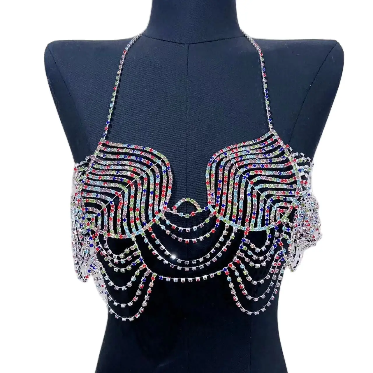 2022 new shell tassel breast chain women's underwear chain sexy crystal bikini top exotic jewelry semicircle adjustable bra jewe