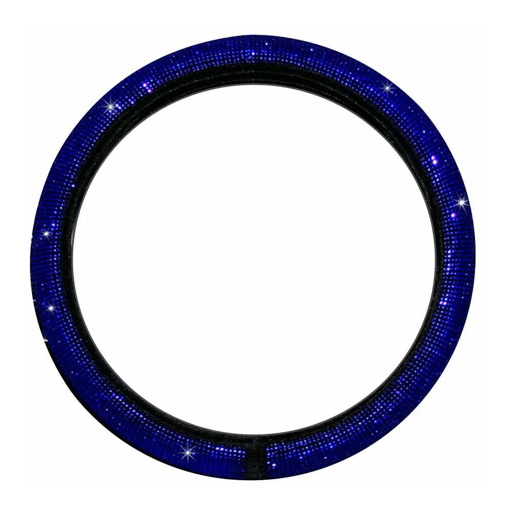 

Rhinestone Car Cover Steering Wheel 14.5-15\\\" Black Plush Blue Fashion Parts Universal 1 X Accessories Durable