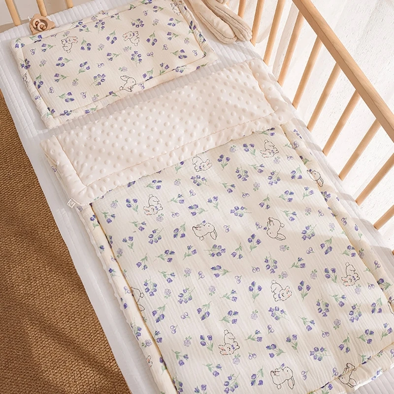 Cotton Baby Crib Mattress & Pillow Set Washable & Comfortable Cotton Baby Bedding Set Mattress with Pillow for Newborns