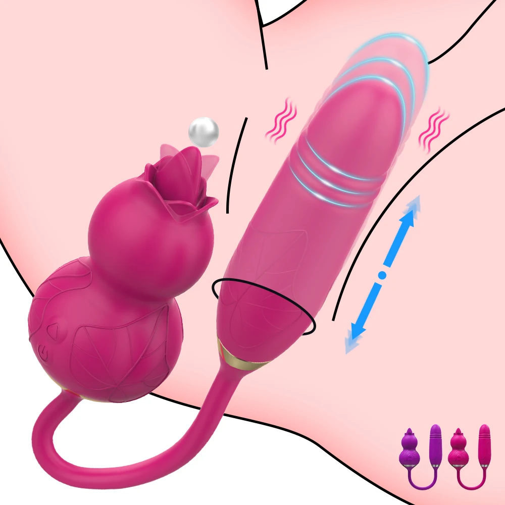 Thrusting Tongue Licking Dildo Vibrator 2 In 1 Vibrating Egg Clit_voghion.com