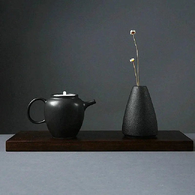2024 New Black Ceramic Small Vase Home Decoration Crafts Tabletop Ornament Simplicity Japanese-style Decoration 6