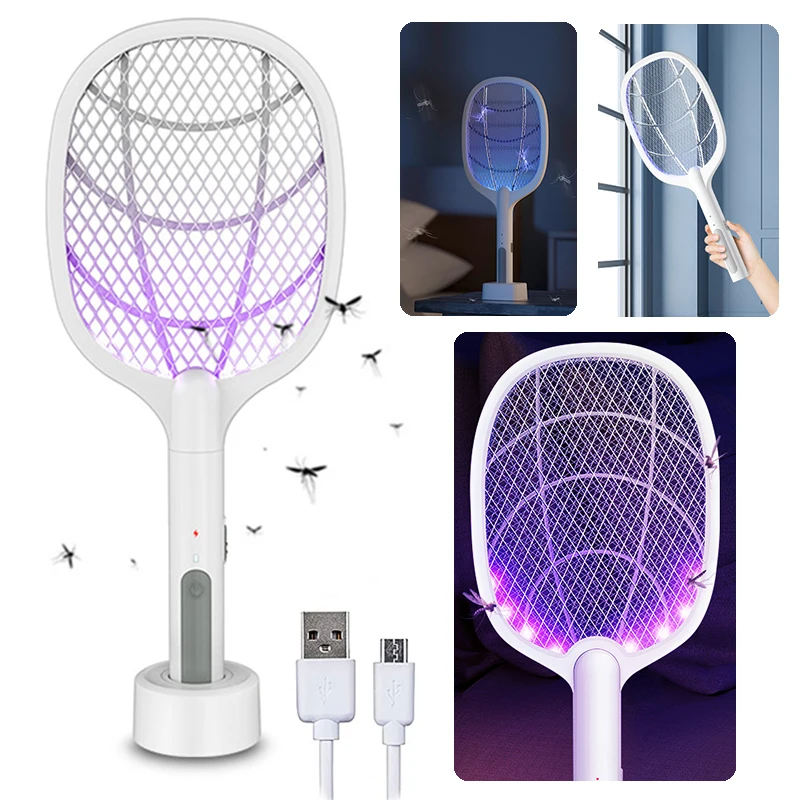 100-240V Pieghevole Elettrico Mosquito Killer Fly Swatter Trap Usb Ricaricabile Racchetta Insetto Killer Con Luce Uv Bug Zapper Tools