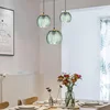 Nordic Glass Pendant Light Green Leaf Pattern Lighting For Living Room Dining Room Hotel Study Bedroom Indoor Decorative Fixture 2