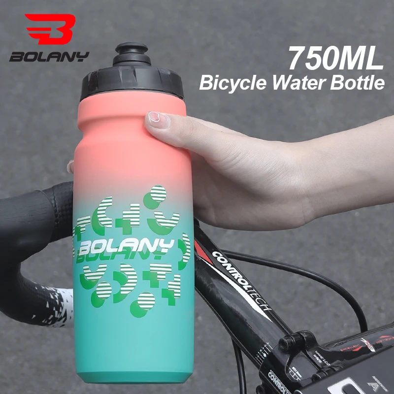 BOLANY 750ML Cycling Bike Water Bottle Bicycle Portable Kettle Gradient Color Plastic Sports Bottle Mountain Bike Supplies