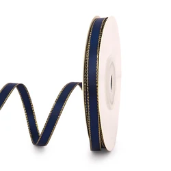 Elegant Gold Rim Ribbon - 20 Yards for Gift Packaging & Decorative Crafts (Royal blue(6mm))