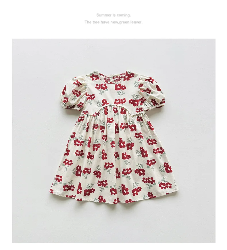 Girls Floral Print A Line Summer Dress