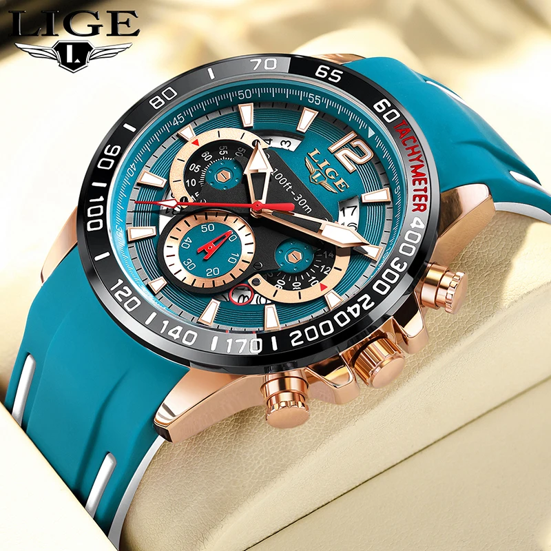 New Outdoor Sports Men Watch LIGE Top Brand Luxury Military Waterproof Quartz Watches for Men Fashion Auto Date Chronograph Male