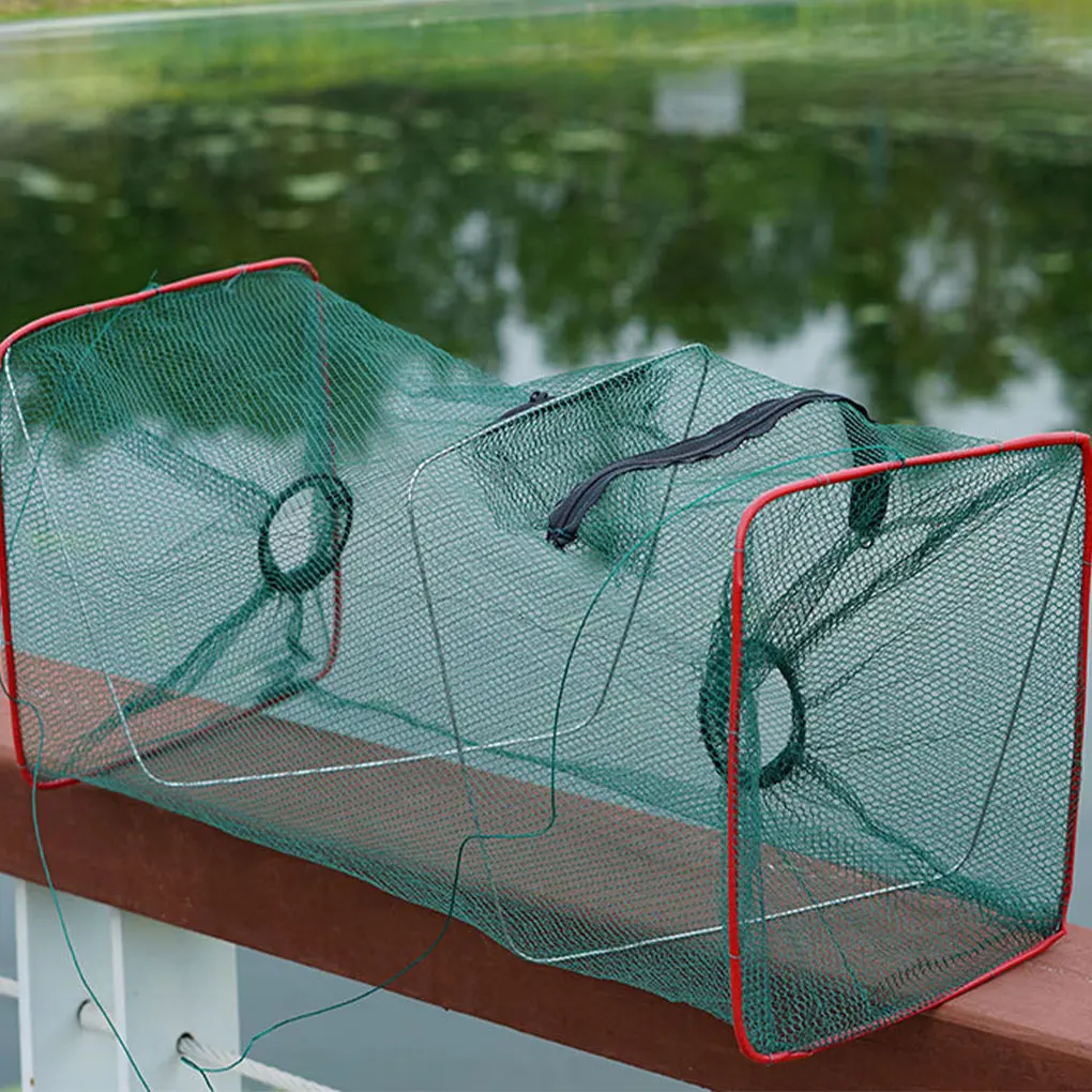 Foldable Bait Cast Mesh Fish Trap Portable Fishing Landing Net Shrimp Cage For Fishing Crabs Crawfish Nylon Net