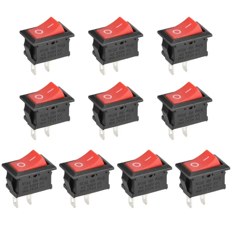 10Pcs SPST Snap-in ON-Off 2 Pin Round Snap Rocker Boat Switch Black AC 250V 6A 125V 10A for Household Appliances Replacement image 2