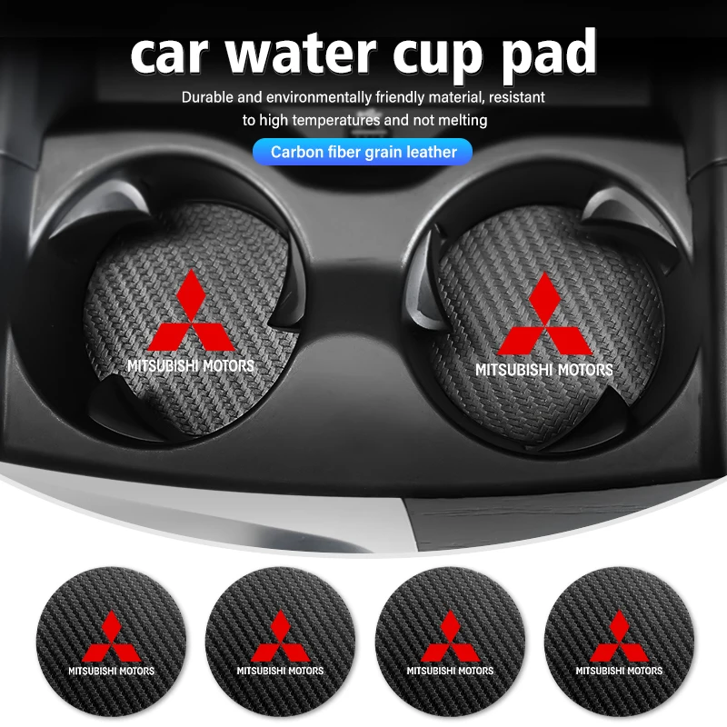 Universal Car Coaster Anti-Slip Carbon Cup Pad Bottle Holder Mat for Mitsubishi Outlander Lancer Cross Colt Xpander Mirage