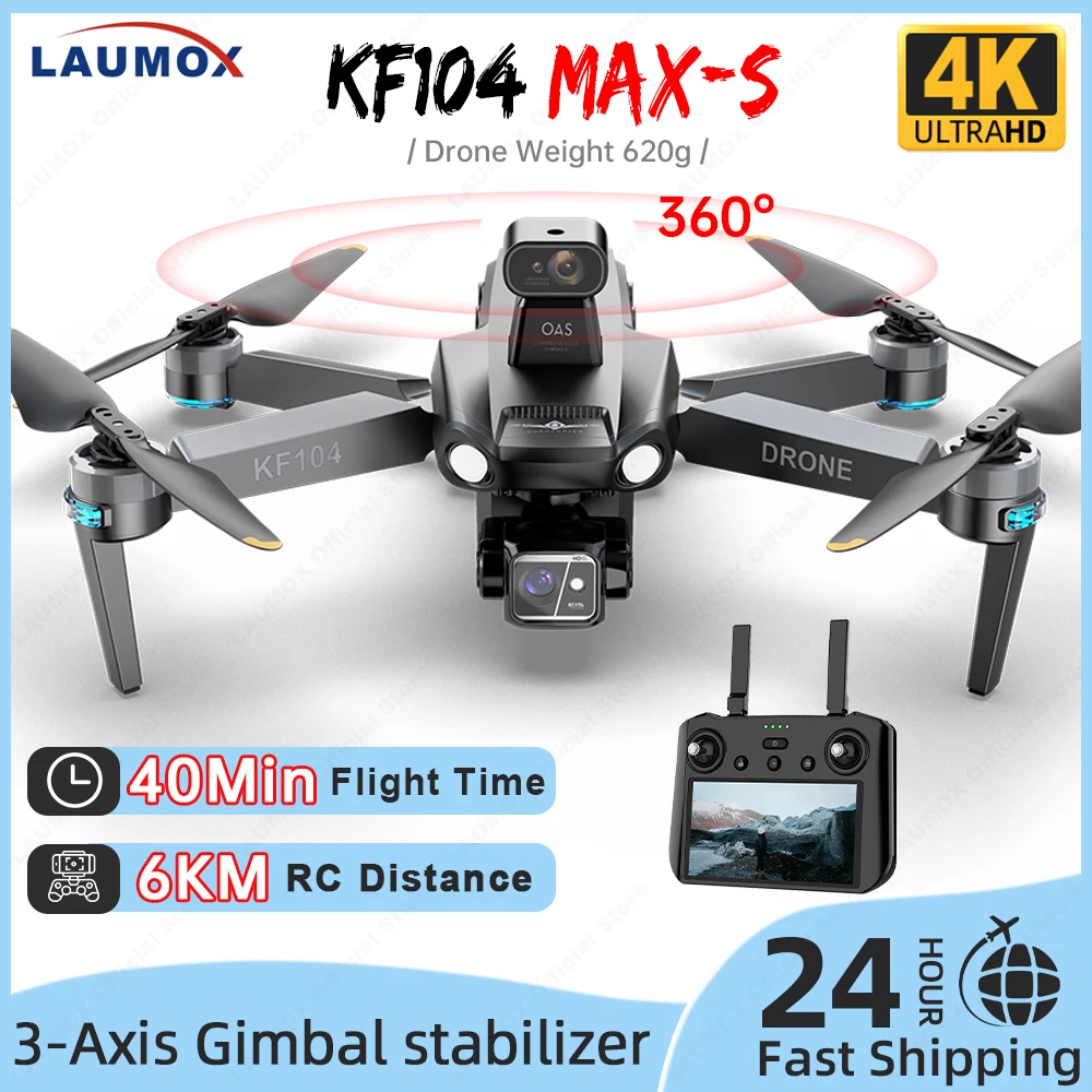 NEW KF104 MAX-S GPS Drone 4K Professional 3-Axis Gimbal Obstacle Avoidance 6KM EIS Drones With Camera Foldable RC Quadcopte
