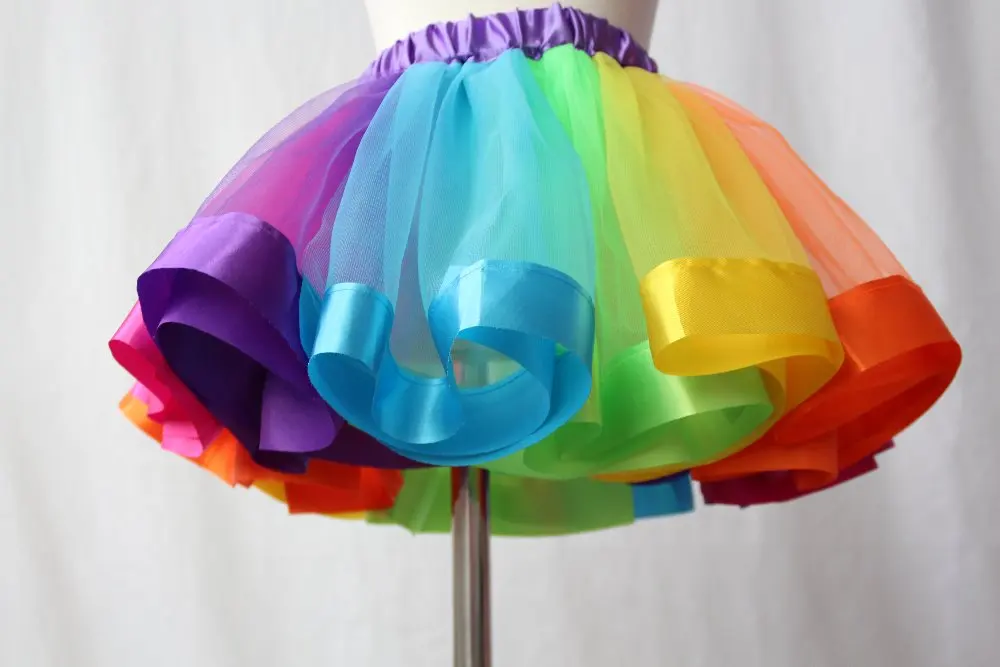 Kids Handmade Tutu Skirt Girls Rainbow Tulle Pettiskirt Dance Bubble Skirt 2-9T
