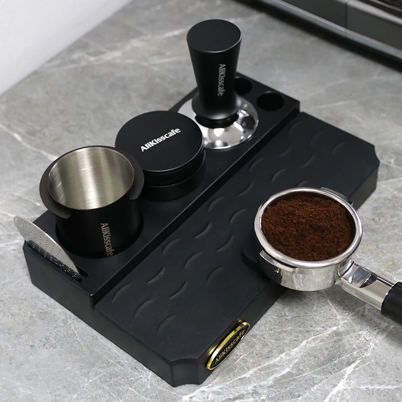 Portafiltro per Caffè Tazza Dosatrice, Acciaio Inox Manico per Macchina da Caffè Tazza Dosatrice Tazza Dosatore per caffè in polvere Parte per Mangime in Polvere (Nero, 51mm