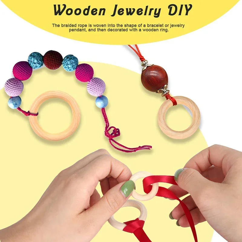 24 Anelli In Legno Naturale Per Macramè E Fai Da Te - Diametro 50mm Per Creazioni Artigianali - Foto 5