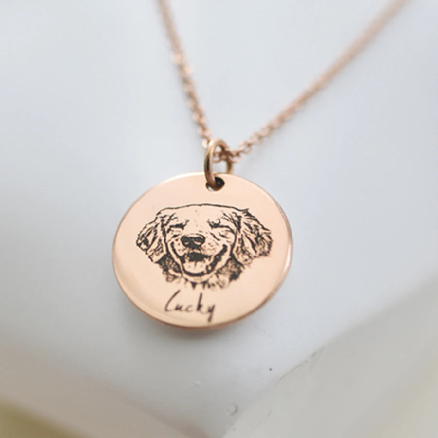 Weikui Custom Pet Memorial Necklace Tag Pet Carving Photo Name