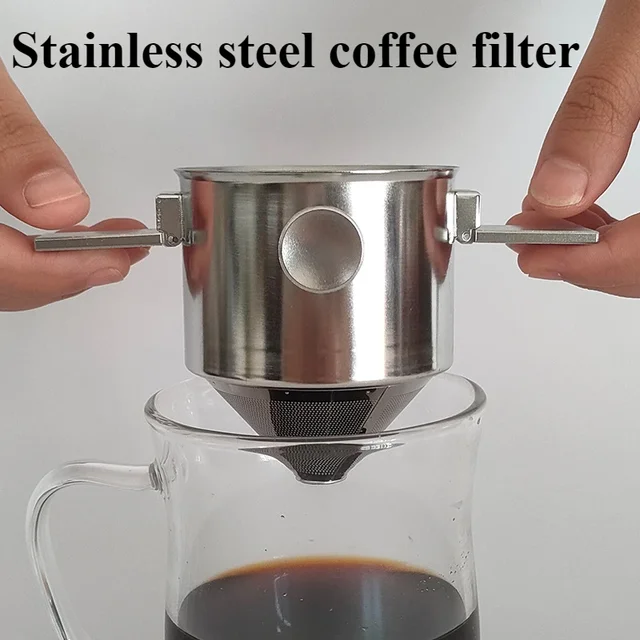1PCS Portable Stainless Steel Hanging Ear Coffee Filte Reusable Coffee Filter for Office Travel Outdoor Camping Convenient Use