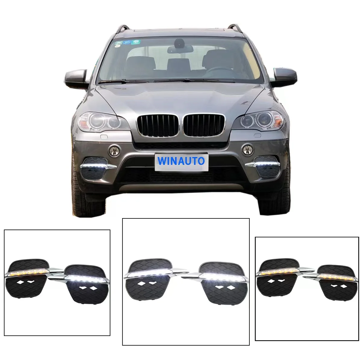 

Suitable for BMW X5 E70 2010-2013 car front white and yellow dual light LED DRL daytime running lights