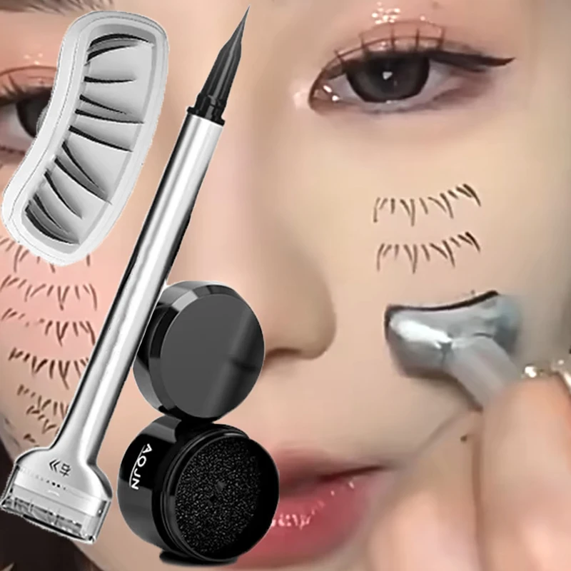 Eye Makeup Tools 2 in 1 Double-ended Lower Eyelash Stamp with Eyeliner DIY Waterproof Eyeliner Seal for Beginner Korean Makeup