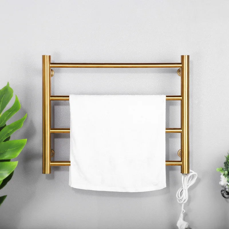 Gold/Chrome Electric Heated Towel Rail Smart Temperature Time Control Towel Warmer Stainless Steel Bathroom Electric Rack