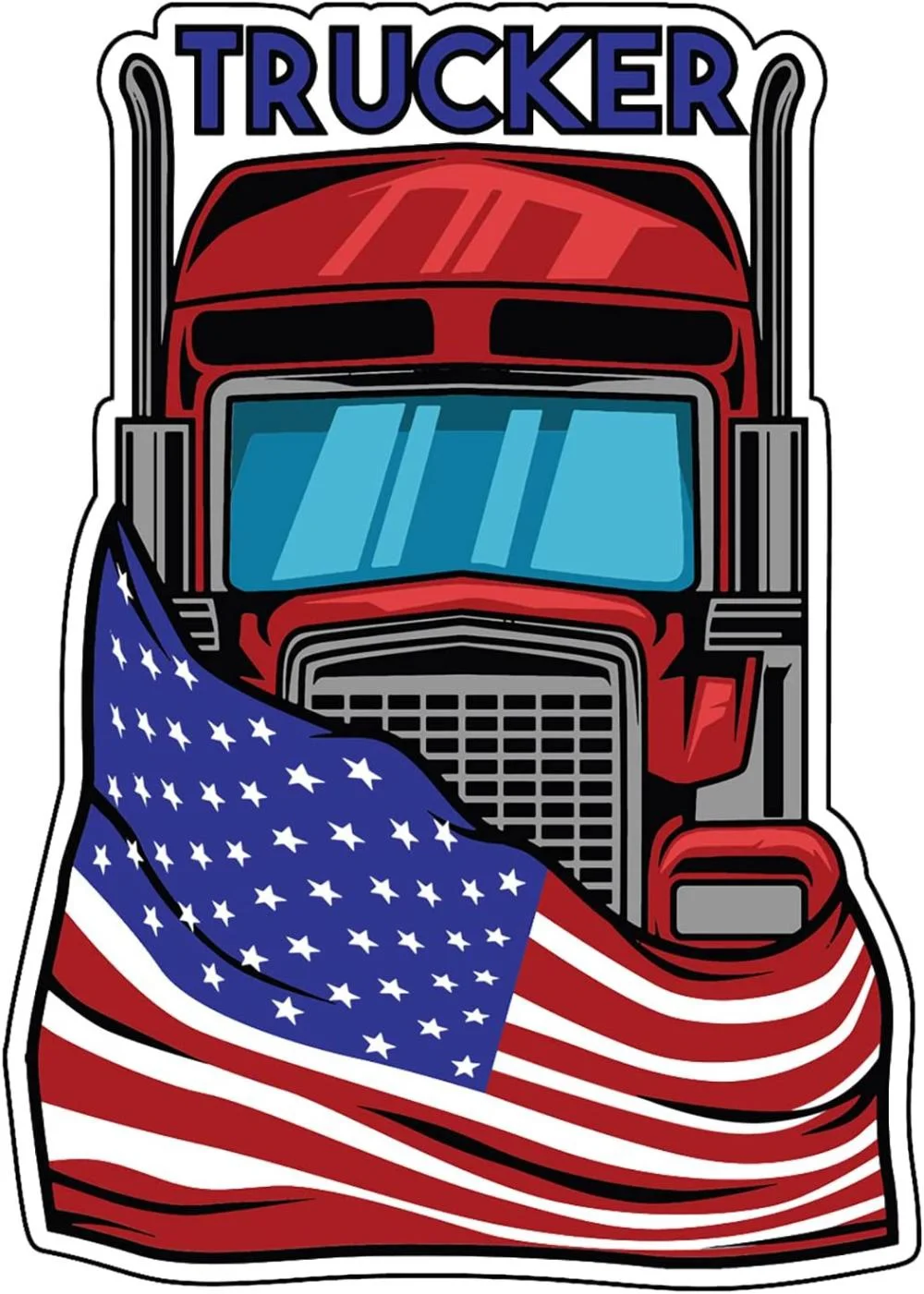 Per American Flag Trucker Vinyl Decal - Truck Driver Bumper Sticker-Per Laptop Bicchieri Windows Cars Trucks Walls