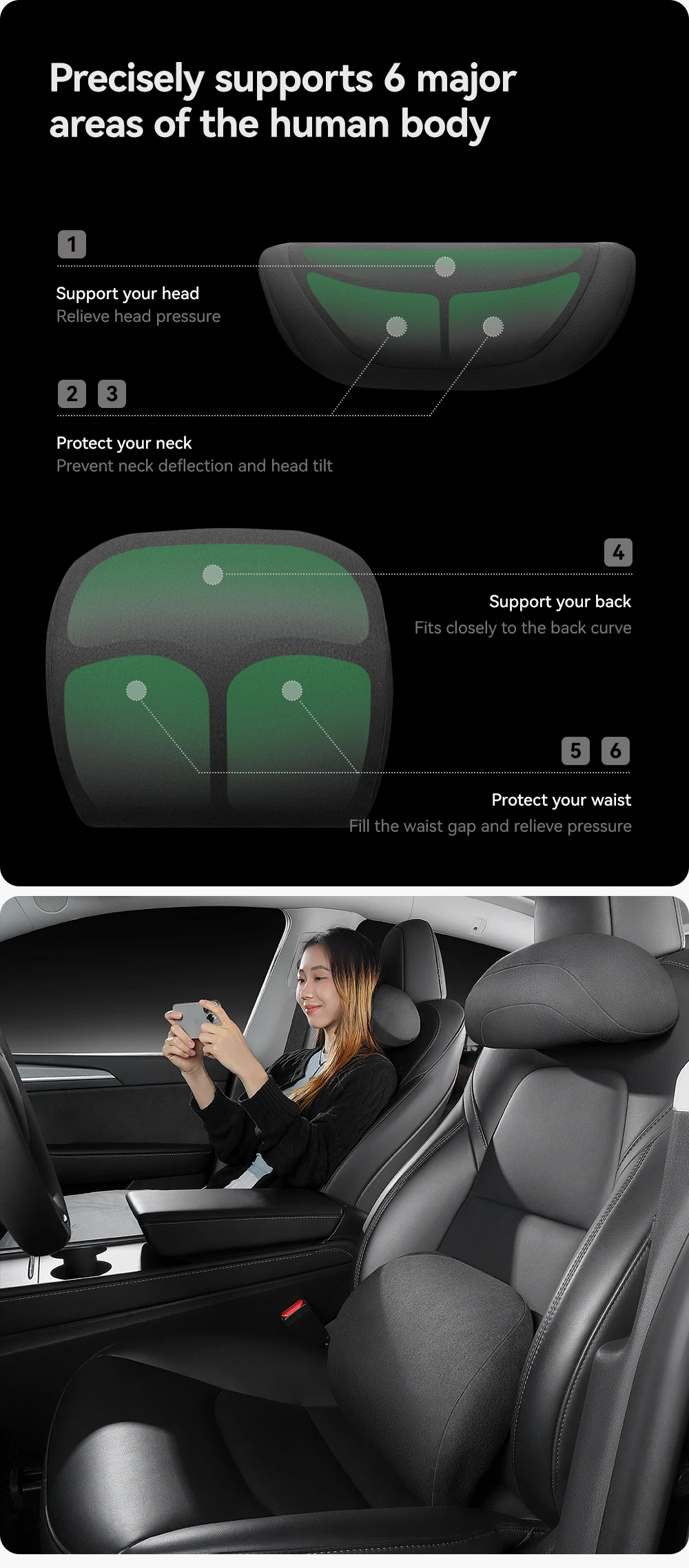 For Various car models biological cotton Neck Pillow Protection Lumbar Backrest