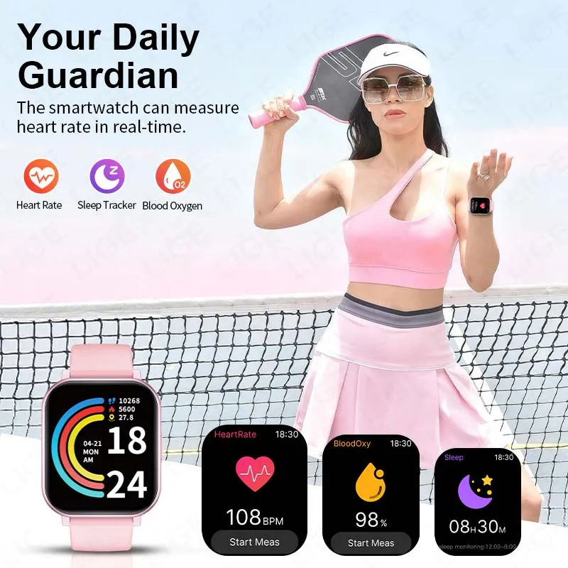 LIGE 2026 Health Monitor 1.83" HD Screen Fitness SmartWatch Call thumbnail 12