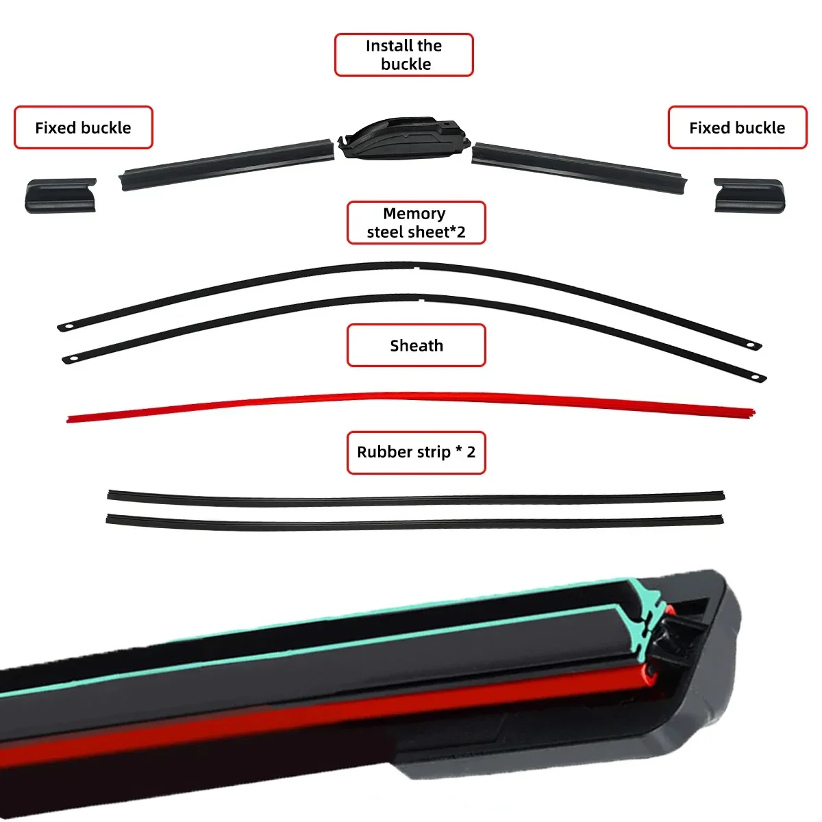 For Skoda Kodiaq 2016-2023 Front Windshield Wiper Blades 2pcs Windscreen Window Accessories 2017 2018 2019 2020 2021 2022 6