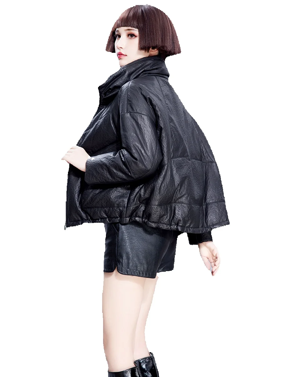 

Seasonal New Sheepskin Leather Jacket With Down Jacket For Women's Short, Loose And Slimming Look