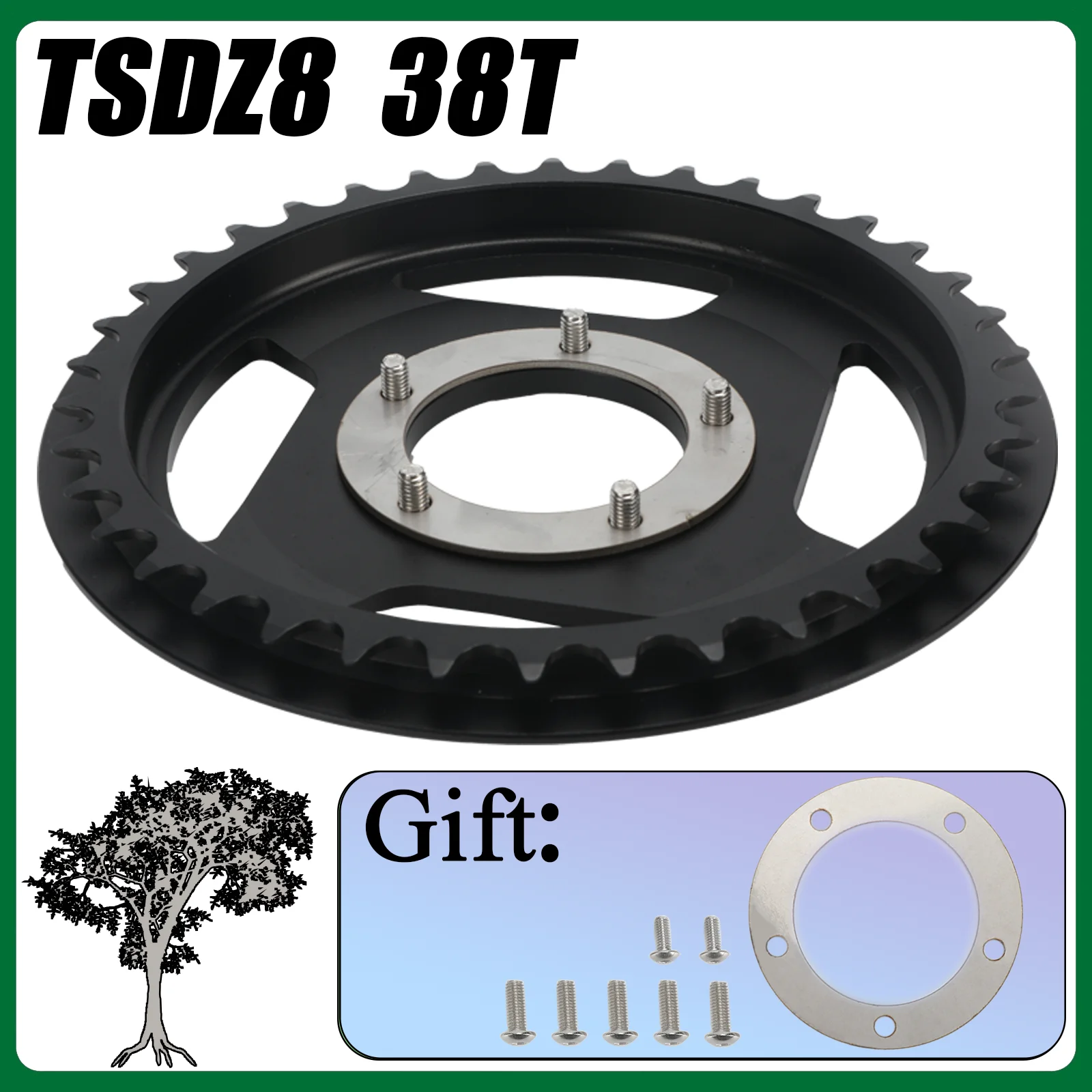 Powallon 42T Offset Chainring with Integrated Guard for Tongsheng