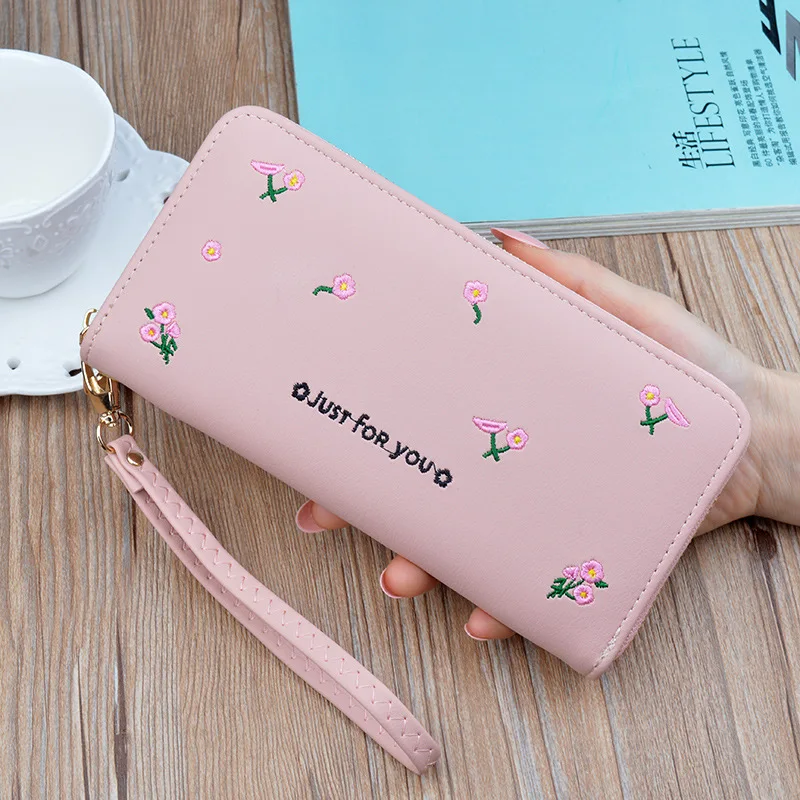 

PU Leather Women Long Zipper Wallet with Wristband Female Coin Purses Money Bag Clutch Credit ID Card Holder Bag Free Shipping