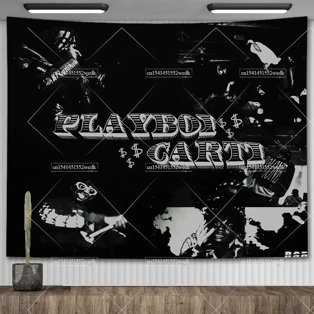 

Playboi Carti Music Album Cover Posters Wall Hanging Tapestry Rapper Antagonist Tapestrys Room Decor Aesthetic Decoration Flags