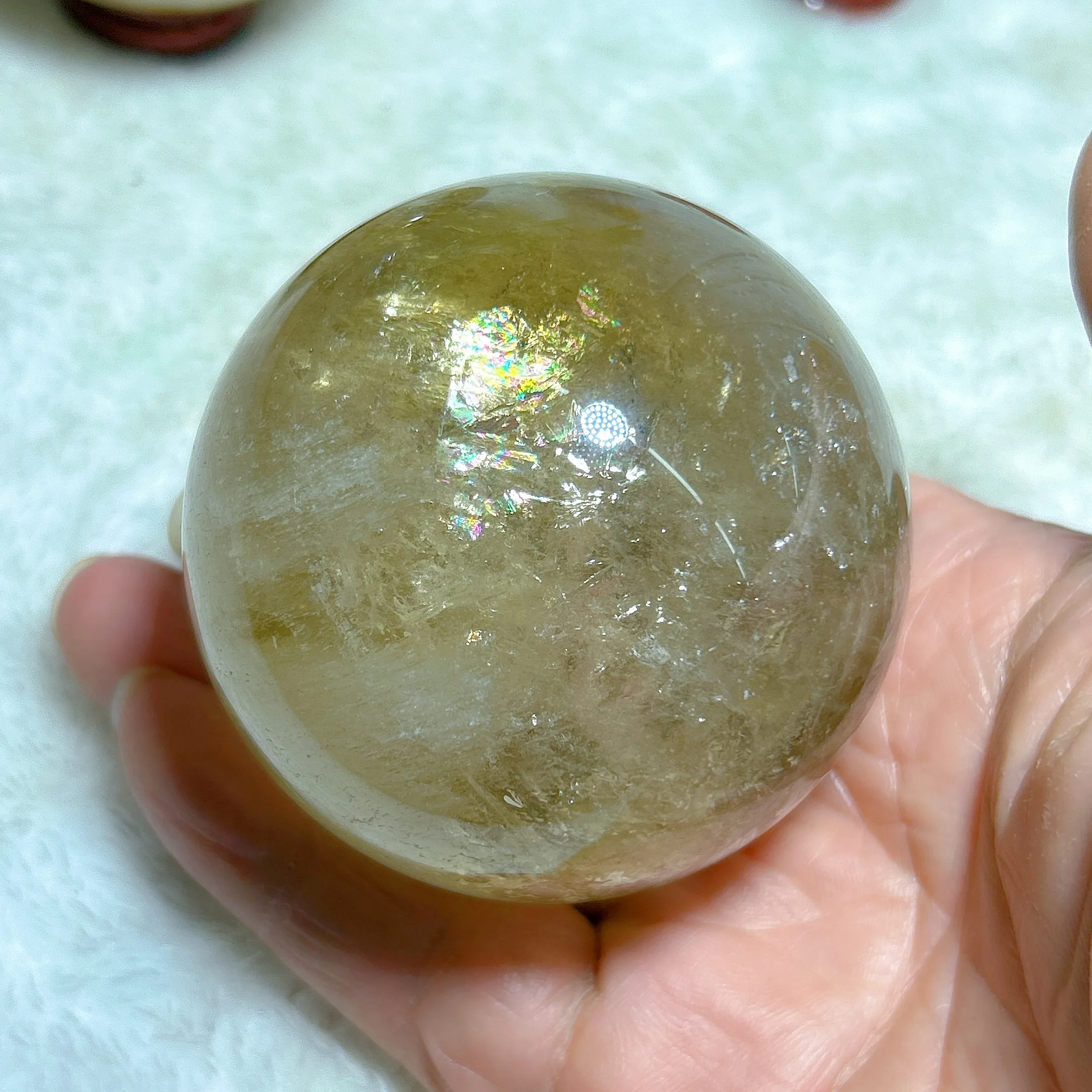 High Quality Natural Crystal Smokey Citrine Rainbow Sphere Ball Mineral Energy Healing Home Decorations Polished Gift 5