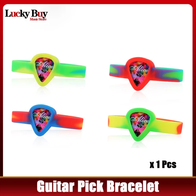 Amazon.com: MUZiiKA Guitar Pick Holder Bracelet By Pickbandz in Epic Black  - holds up to 4 picks (two MUZiiKA picks included) select Beaded ONLY,  w/SKULL or w/CROSS and (UNISEX) size (Large Beaded