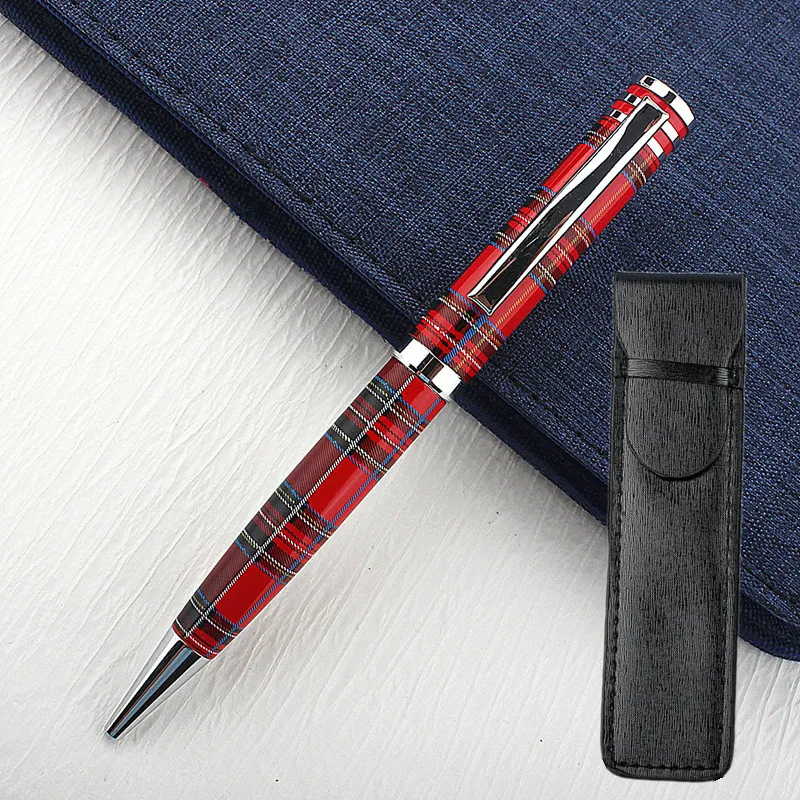 

Metal Ballpoint Pen 0.7mm Refills Office Red Line Pattern Material Rotating Stationery Supplies Pens