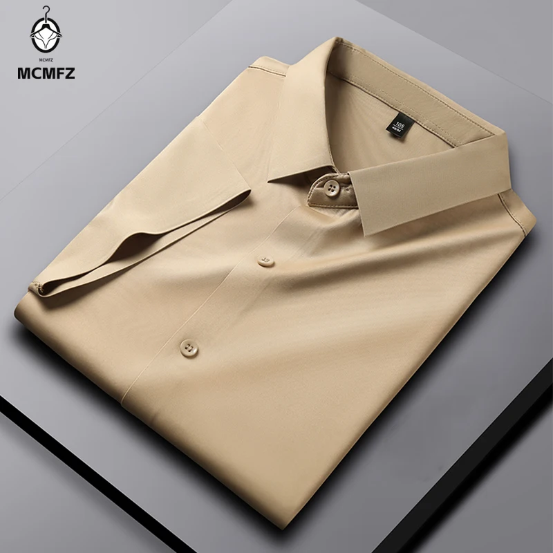 New Men's Business Casual Short Sleeved Solid Color Shirt Wrinkle Resistant Wrinkle Free Comfortable All Season Versatile Top 2