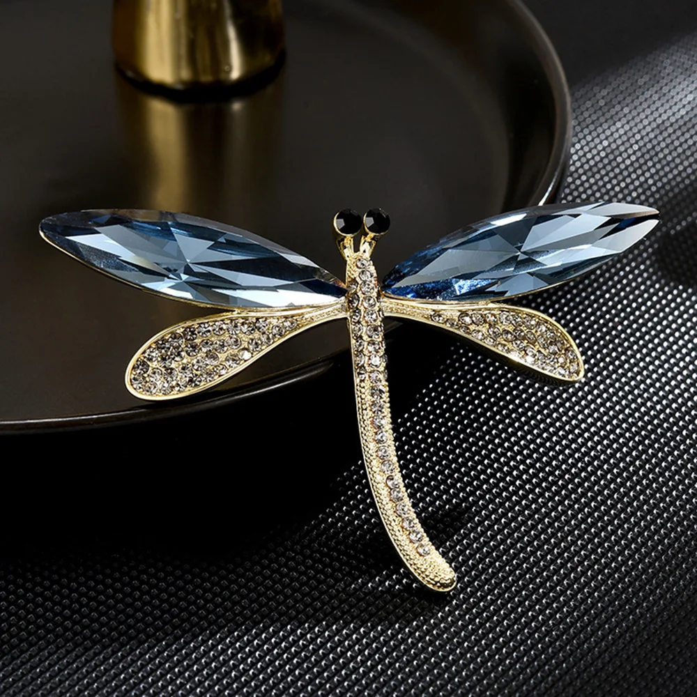 Crystal Vintage Dragonfly Brooches for Women Large Insect Brooch Pin Fashion Dress Coat Accessories Cute Jewelry