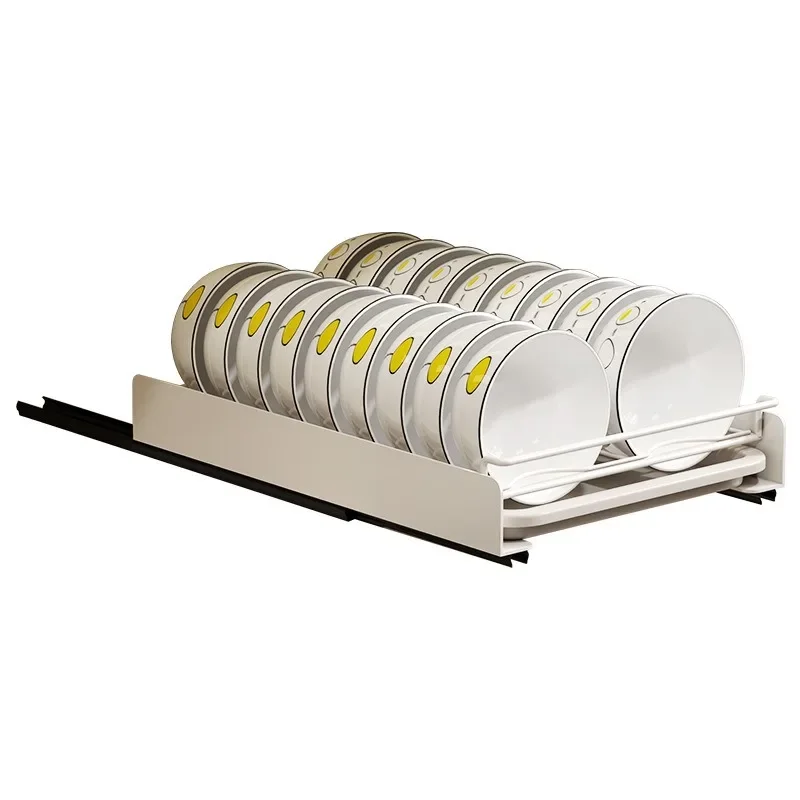 Kitchen Pull-out Dish Storage Rack Household Cabinet Punch-free Dish Pull Basket Drawer-type Rack Plate Drain