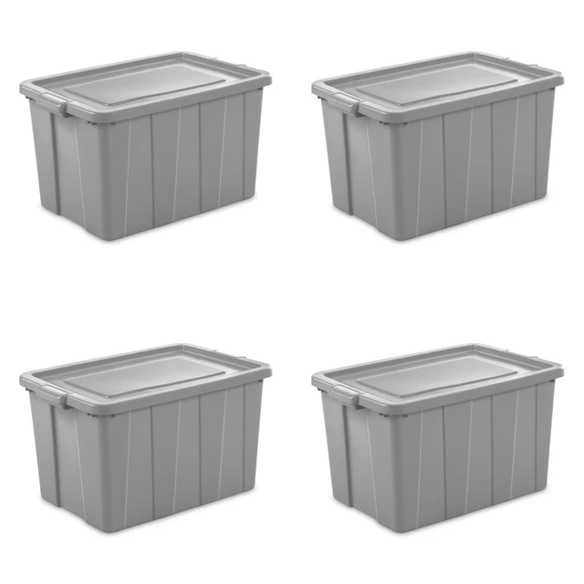 12 Gallon Heavy Duty Latching Plastic Storage Box, Black Base/Blue Lid, Set  of 4 - AliExpress