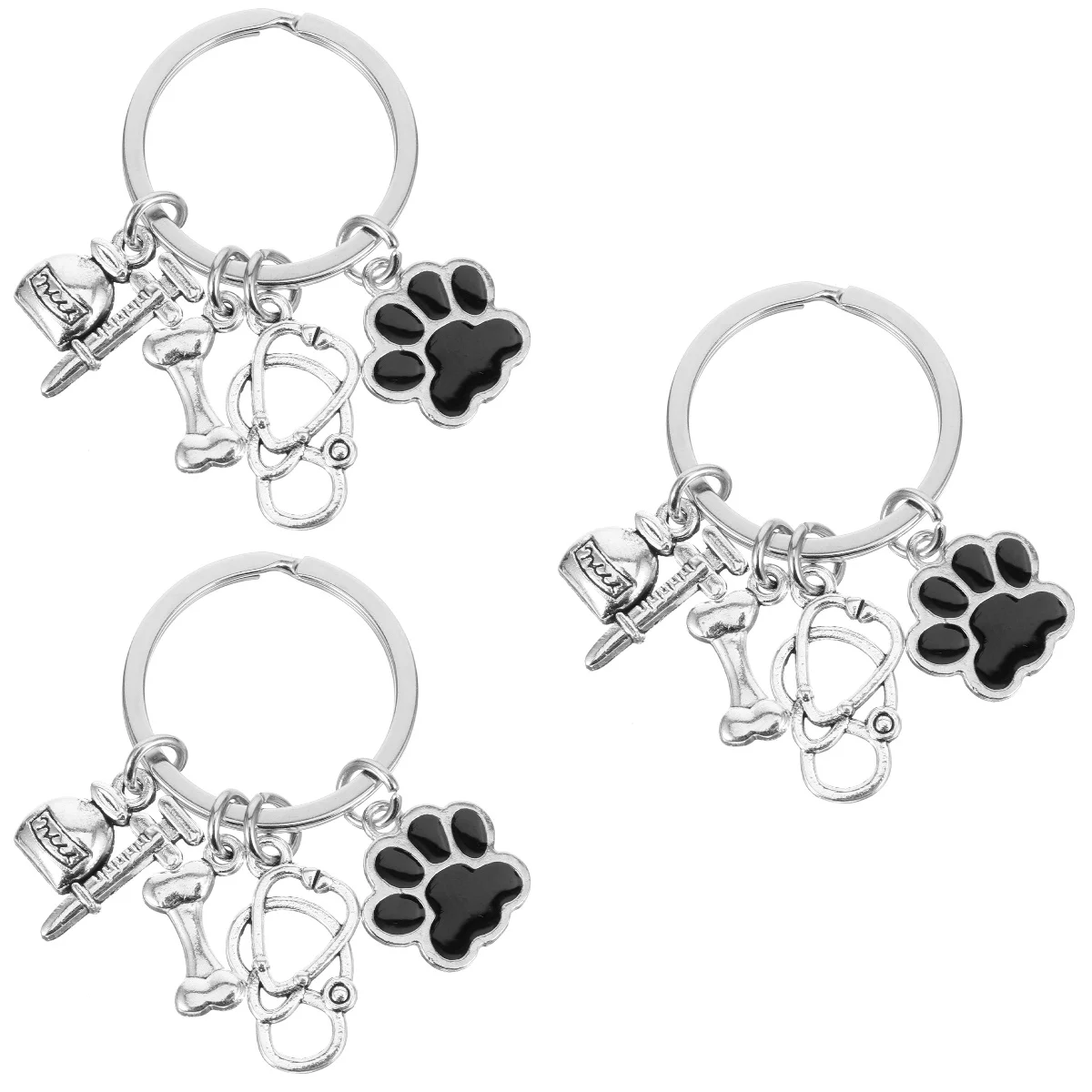 

3 Pieces Veterinary Keychain Fob Hanging Pendant Keychains European and American