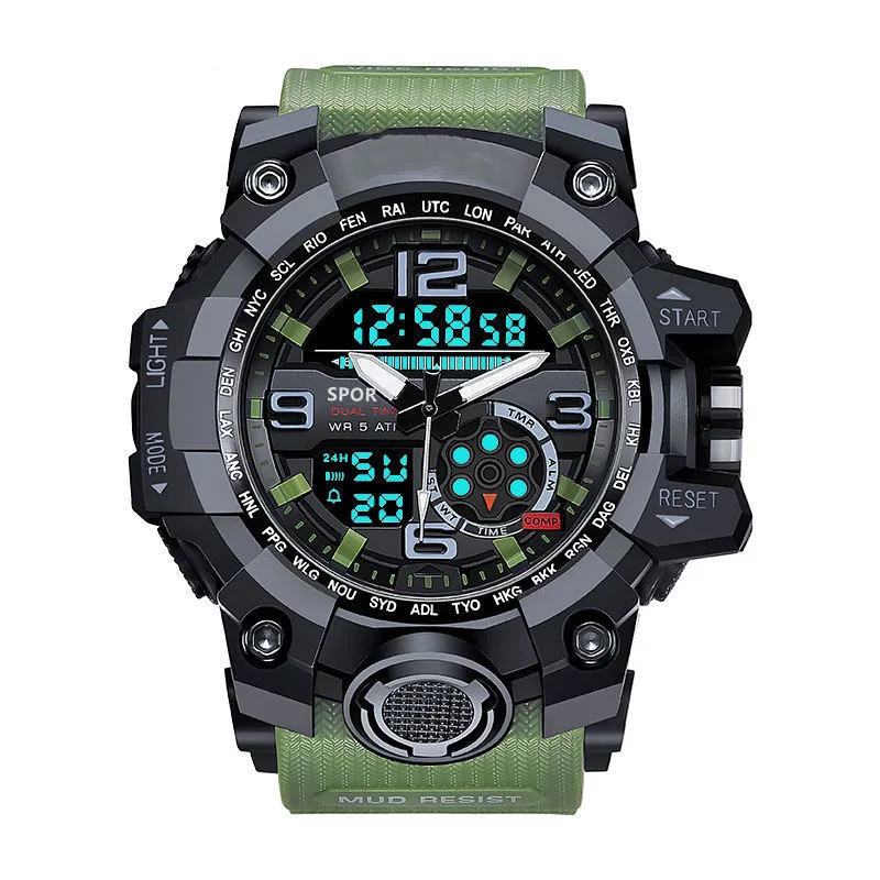 

Luxury Brand Men's Sports Outdoor Electronic Watch Dual Time Zone Waterproof Shockproof Clock Student Military Quartz Wristwatch