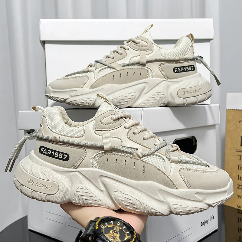 

Men's platform shoes walking work shoes mesh breathable casual shoes men's lace-up sneakers men's 5cm height increasing shoes