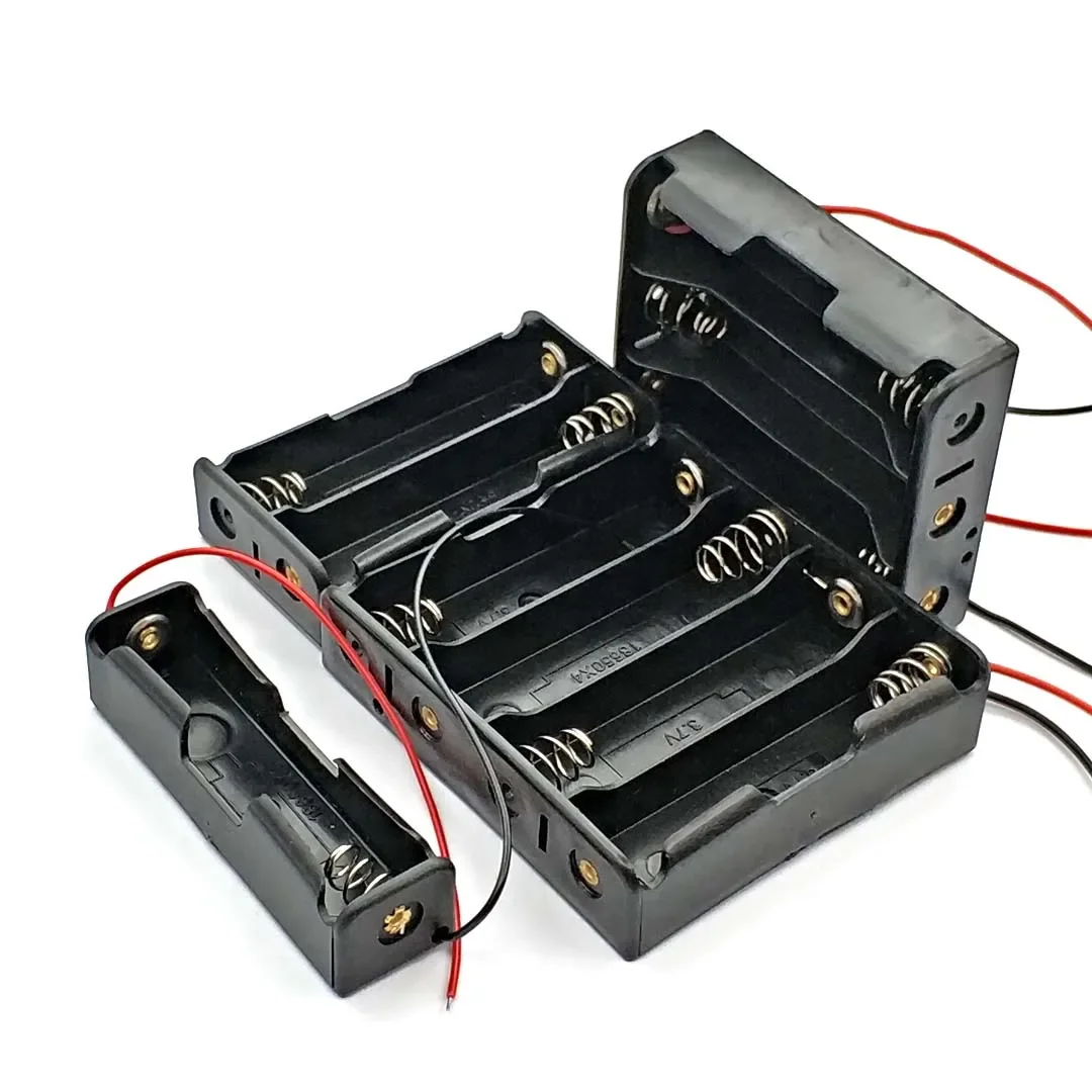Battery Storage Box 18650 DIY 1/2/3/4 Slot Way Clip Holder Container with Wire Lead Pin