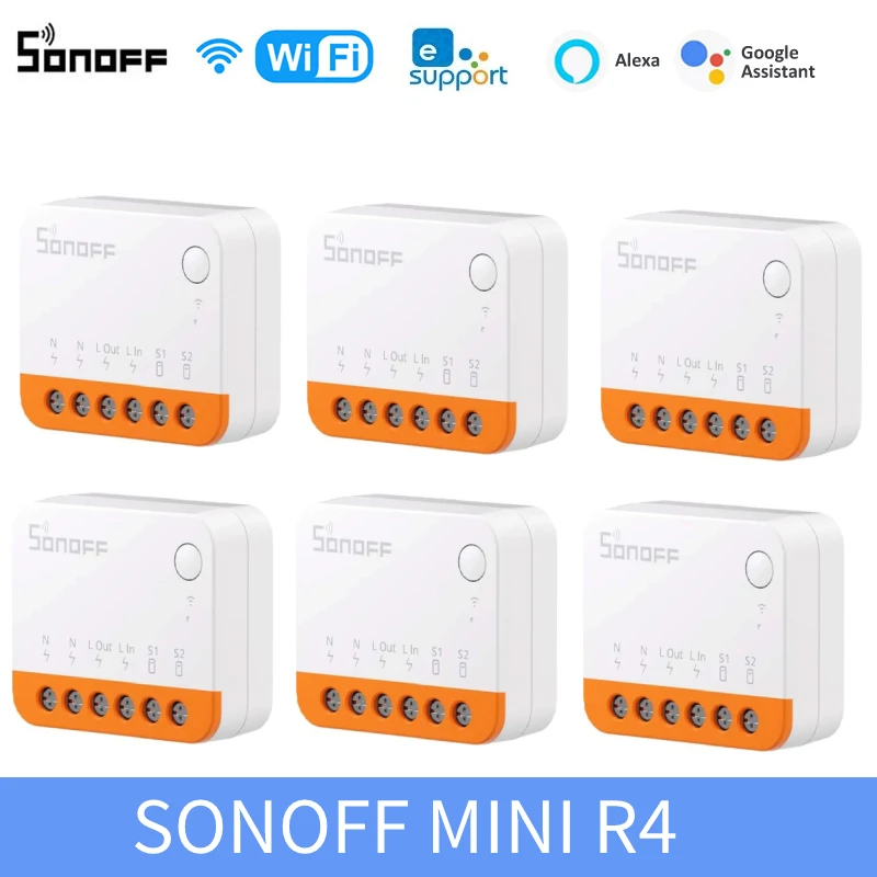 1-10PC SONOFF MINI R4 Wifi Smart Switch Module Wifi Smart Home 2 Way Control Mini Extreme Support R5 S-MATE Alexa Goohle Home