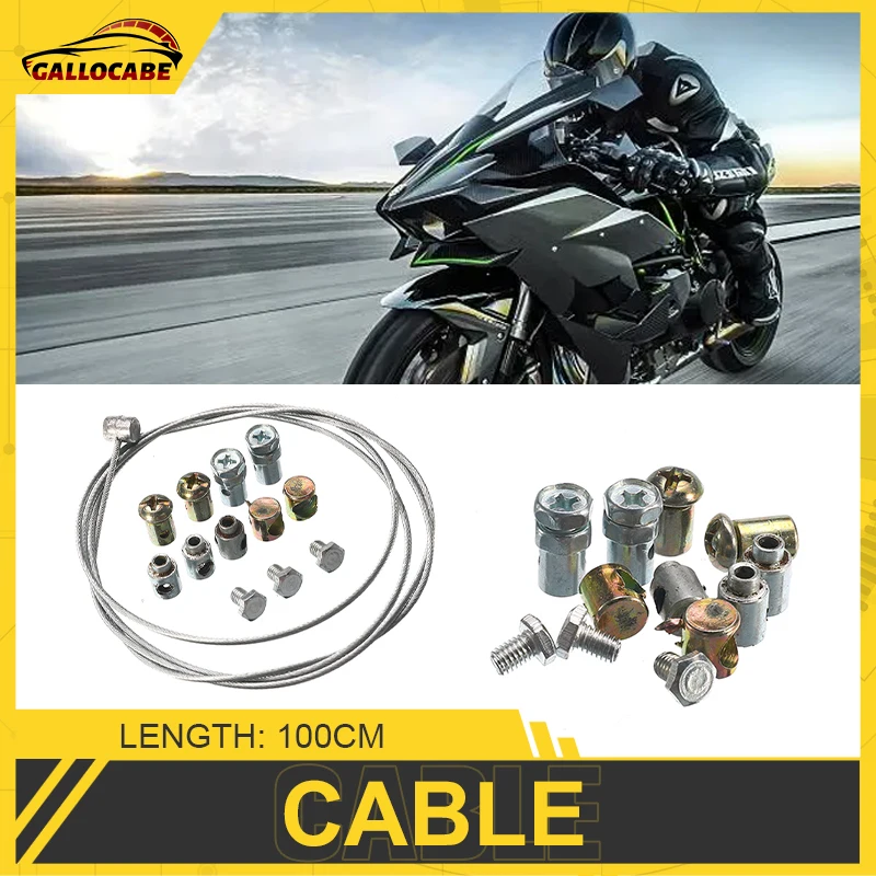 New Motorcycle Emergency Throttle Cable Brake 9 Piece Set 100CM Clutch