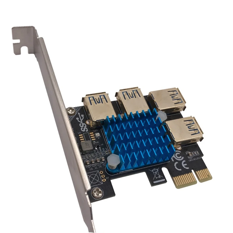 

PCI-E переходник с 1 на 4 портов PCI Express, Pcie X1, X4, X8, X16 слотов, переходник для графического процессора/USB 3,0, адаптер для нескольких карт для биткоина